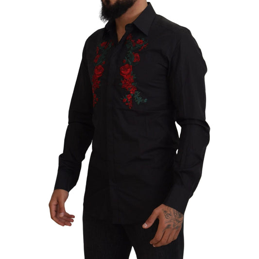 Dolce & Gabbana Elegant Floral Embroidered Cotton Shirt black-floral-embroidery-men-long-sleeves-gold-shirt IMG_6988-scaled-6ef3af90-dae.jpg