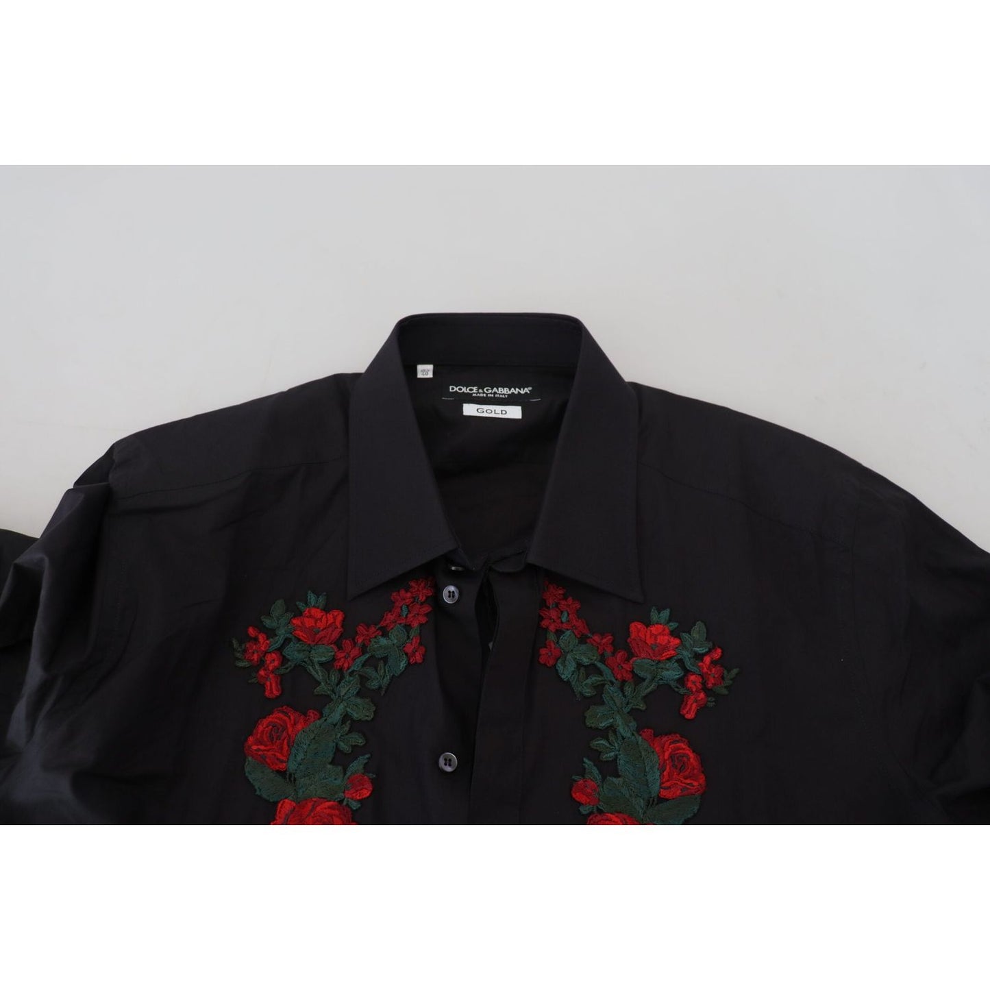 Dolce & Gabbana Elegant Floral Embroidered Cotton Shirt black-floral-embroidery-men-long-sleeves-gold-shirt IMG_6992-scaled-0640b191-a61.jpg