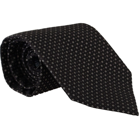 Dolce & Gabbana Elegant Black White Polka Dot Silk Tie white-black-polka-dots-necktie-accessory-100-silk-tie