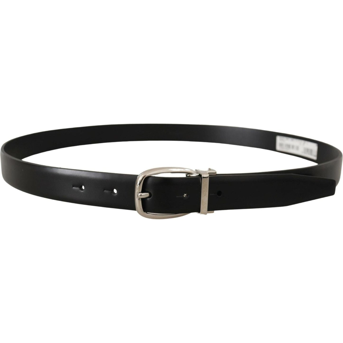 Dolce & Gabbana Elegant Black Leather Belt with Metal Buckle black-solid-leather-silver-tone-metal-buckle-belt