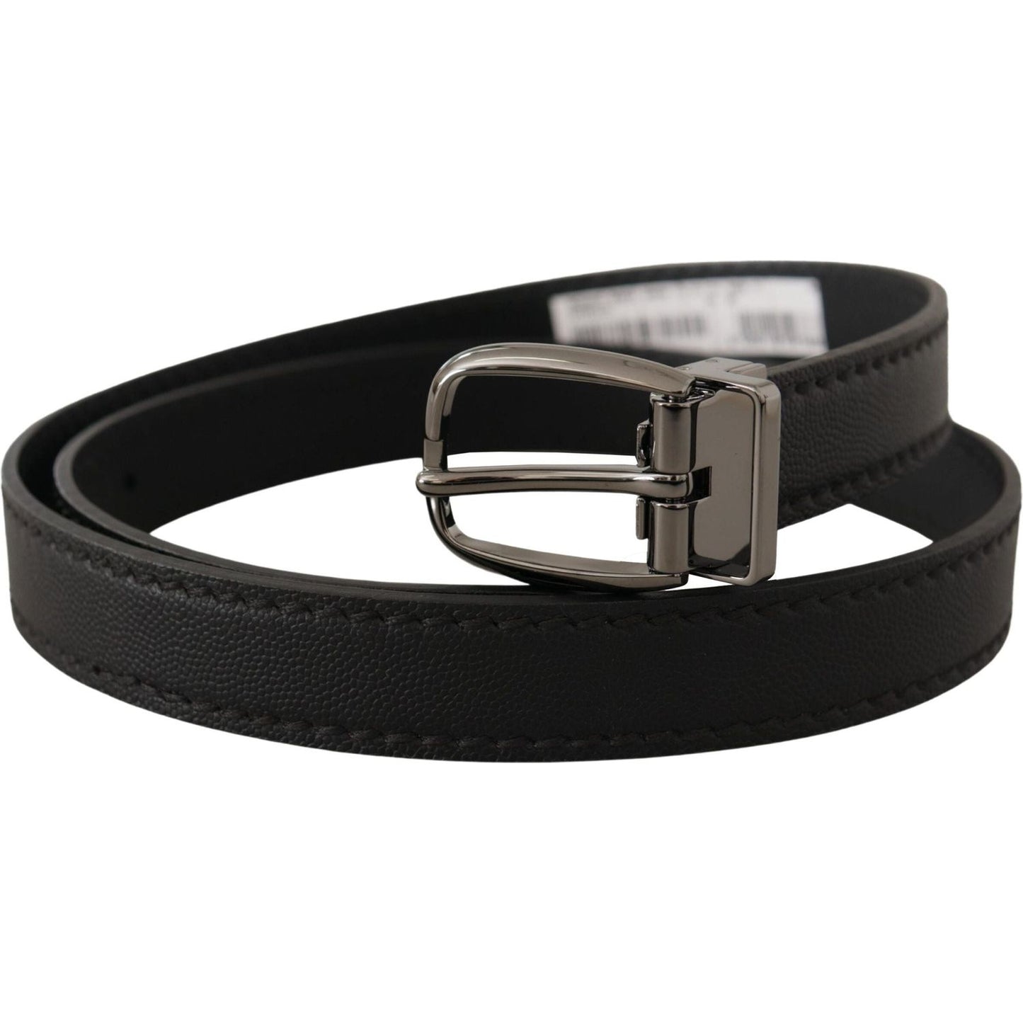Dolce & Gabbana Elegant Black Leather Belt with Metal Buckle black-leather-metal-logo-buckle-belt