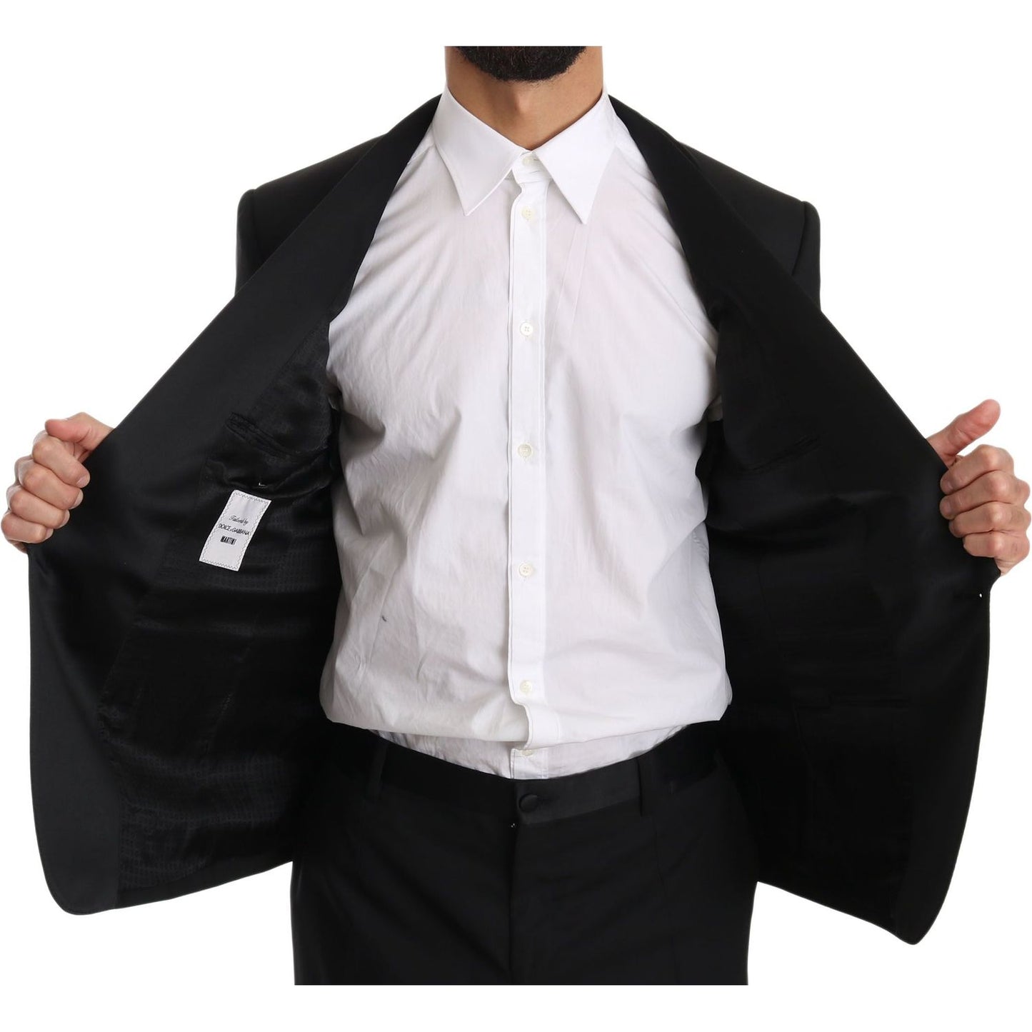 Dolce & Gabbana Elegant Black Slim Fit Martini Suit Set black-wool-one-button-slim-martini-suit