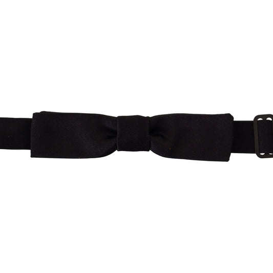 Dolce & Gabbana Elegant Black Silk Bow Tie black-100-silk-adjustable-neck-papillon-tie-19