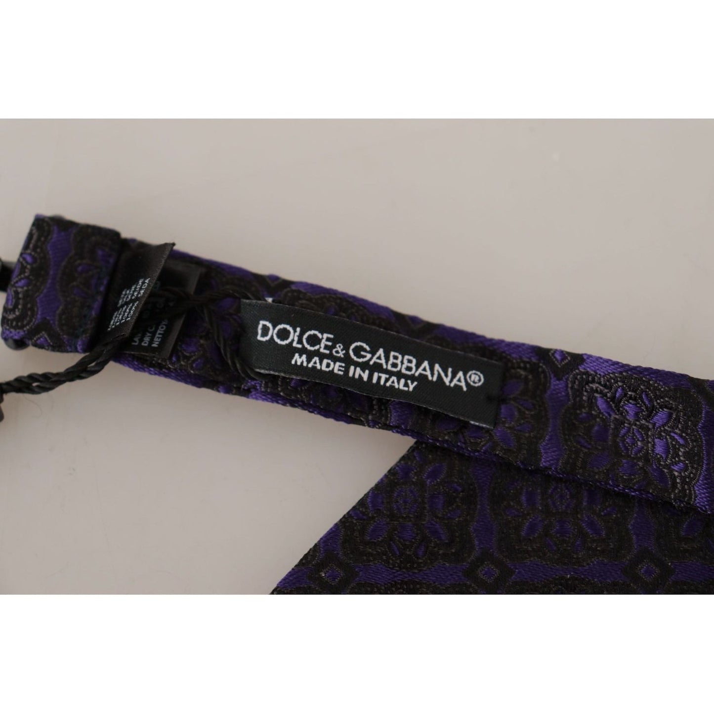 Dolce & Gabbana Elegant Blue Geometric Silk Bow Tie blue-geometric-silk-adjustable-neck-papillon-tie