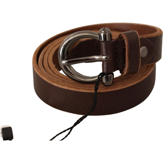 John Galliano Elegant Brown Leather Fashion Belt WOMAN BELTS brown-leather-logo-design-round-buckle-waist-belt IMG_7076-1196571e-86b.jpg