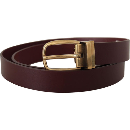 Dolce & Gabbana Elegant Brown Leather Belt with Gold Buckle brown-leather-classic-gold-metal-buckle-belt