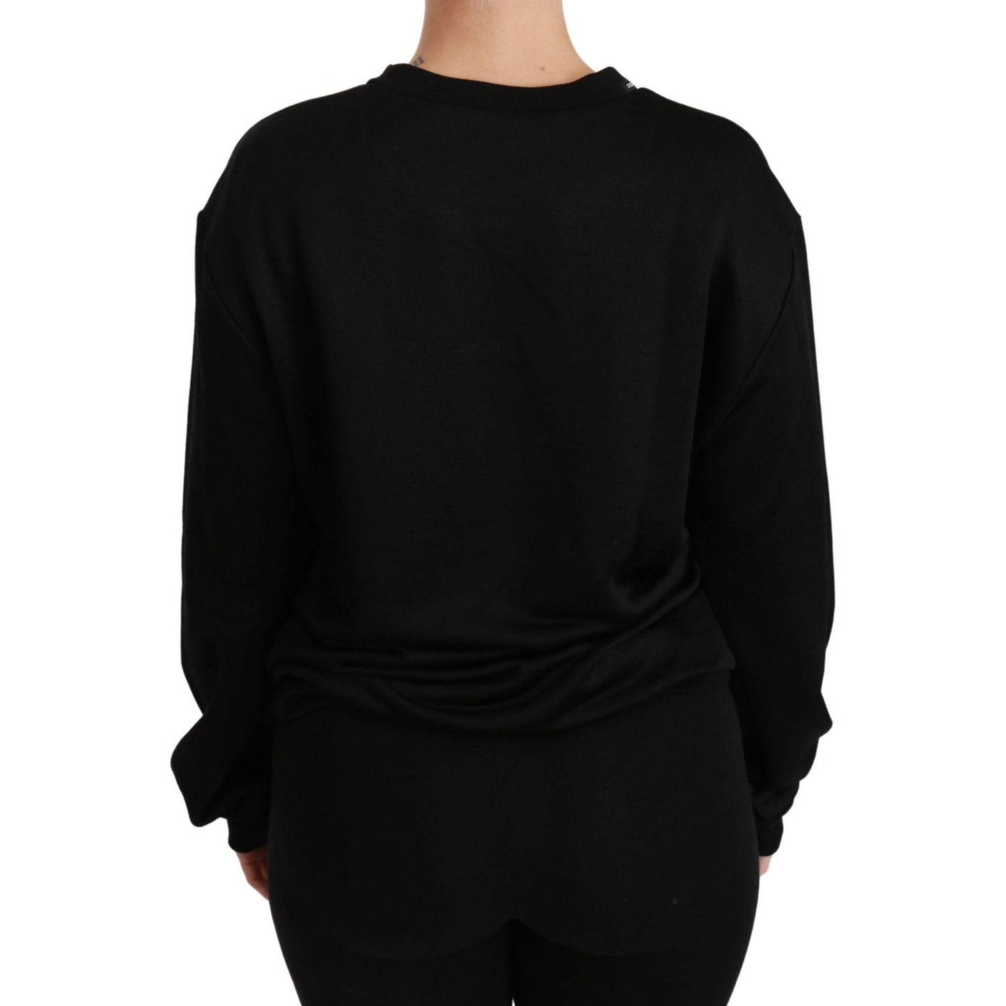 Dolce & Gabbana Elegant Black Cotton Crew Neck Pullover Sweater black-cotton-crewneck-pullover-sweater