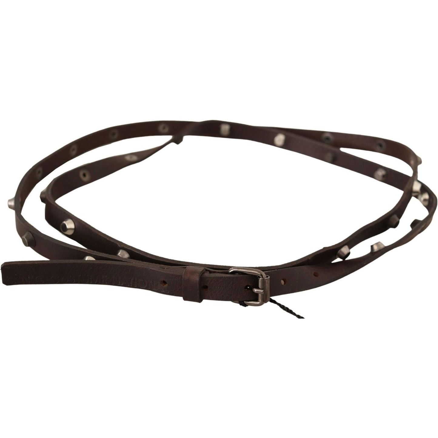Costume National Chic Brown Leather Fashion Belt with Silver Buckle brown-leather-silver-tone-buckle-belt-1