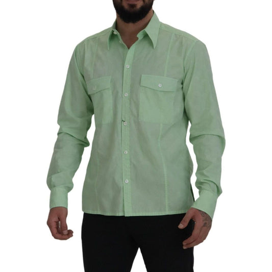 Dolce & Gabbana Mint Green Slim Fit Casual Button-Down Shirt mint-green-long-sleeves-button-down-shirt IMG_7173-49e8970f-c31.jpg