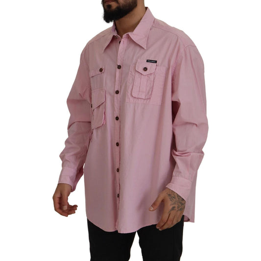 Dolce & Gabbana Elegant Pink Casual Cotton Shirt pink-casual-button-down-long-sleeves-shirt IMG_7184-scaled-9b7596e6-69c.jpg