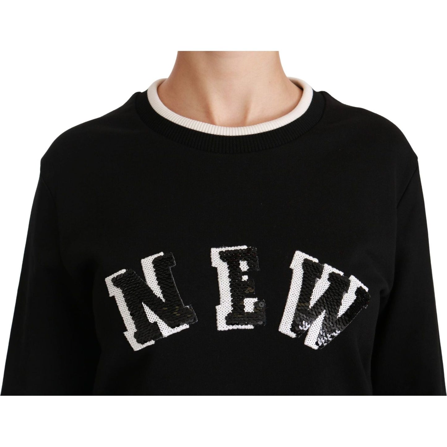 Dolce & Gabbana Chic Black Sequined Cotton Sweater black-rinascimento-dgmillennials-sweater