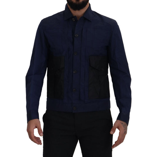 Dsquared² Svelte Dark Blue Cotton Shirt dark-blue-cotton-collared-long-sleeves-casual-shirt