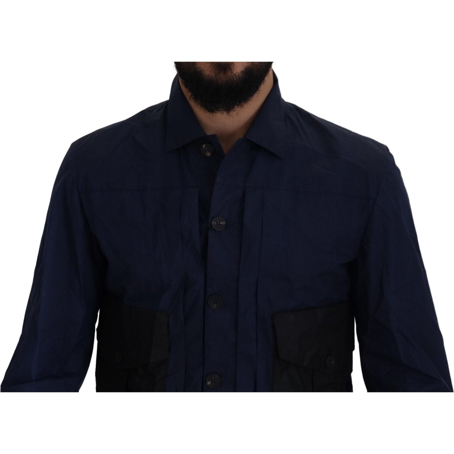 Dsquared² Svelte Dark Blue Cotton Shirt dark-blue-cotton-collared-long-sleeves-casual-shirt IMG_7208-scaled-8759a4ce-24d.jpg
