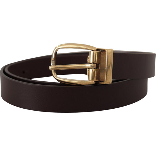 Dolce & Gabbana | Dark Brown Calf Leather Gold Tone Metal Buckle | McRichard Designer Brands