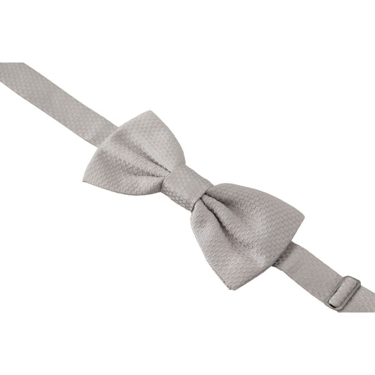 Dolce & Gabbana Chic Gray Silk Bow Tie gray-100-silk-adjustable-neck-papillon-tie-1 IMG_7208-scaled-f52fdce7-eda.jpg