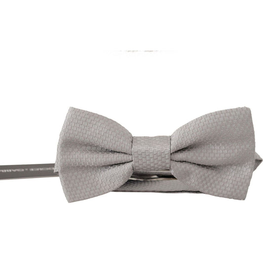 Dolce & Gabbana Chic Gray Silk Bow Tie gray-100-silk-adjustable-neck-papillon-tie-1 IMG_7210-scaled-bbba70e6-1e6.jpg