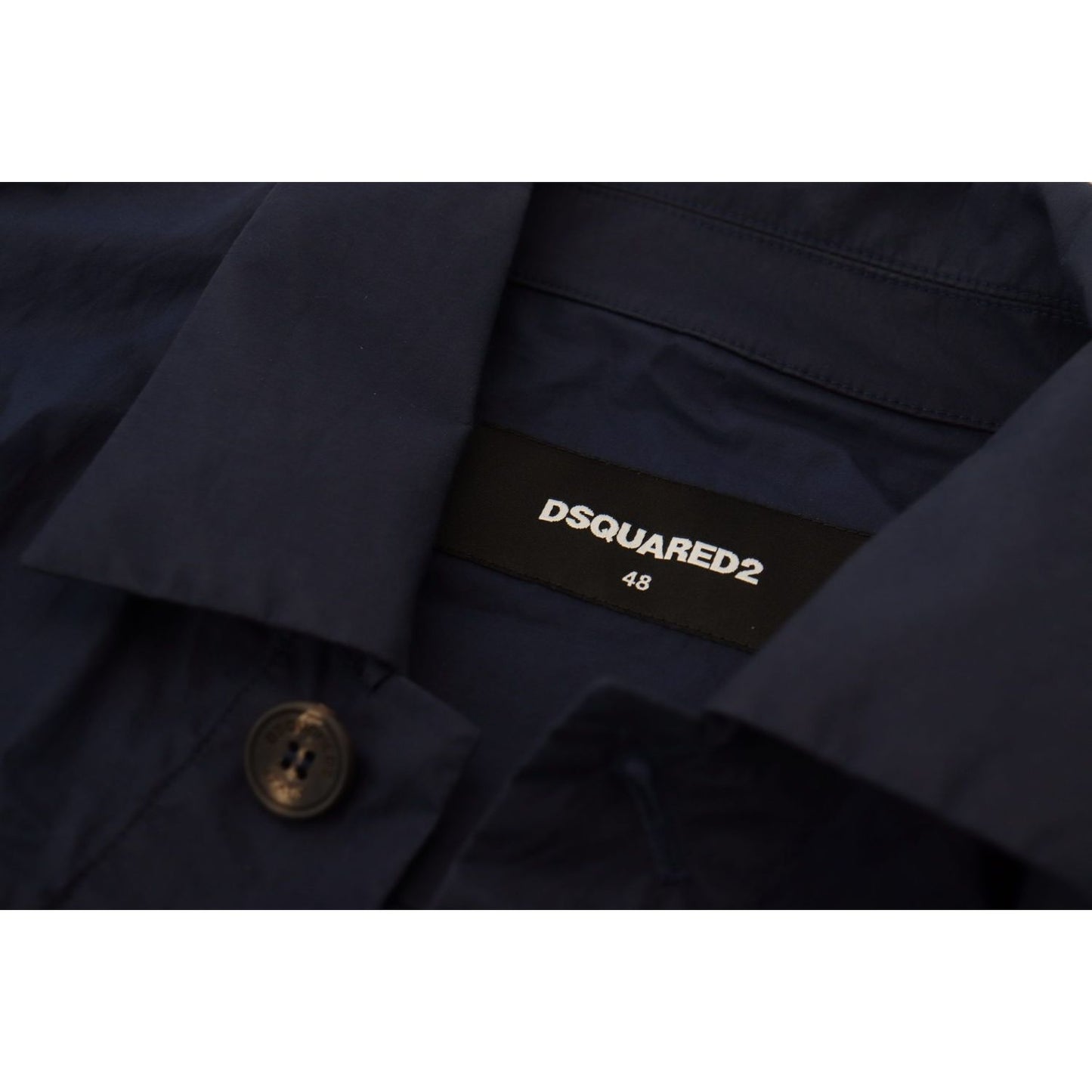 Dsquared² Svelte Dark Blue Cotton Shirt dark-blue-cotton-collared-long-sleeves-casual-shirt IMG_7212-scaled-7bc7a7a2-ffd.jpg