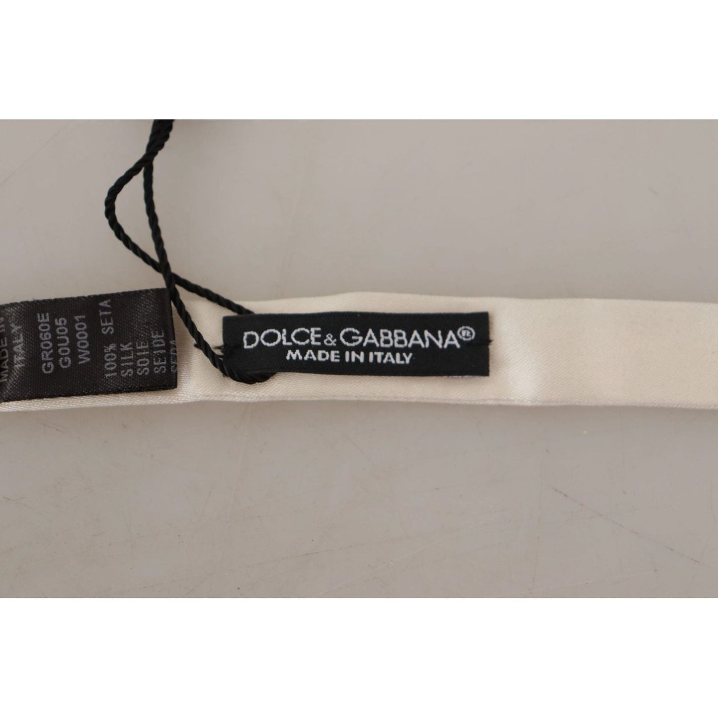 Dolce & Gabbana Elegant White Silk Bow Tie white-solid-silk-adjustable-neck-papillon-tie