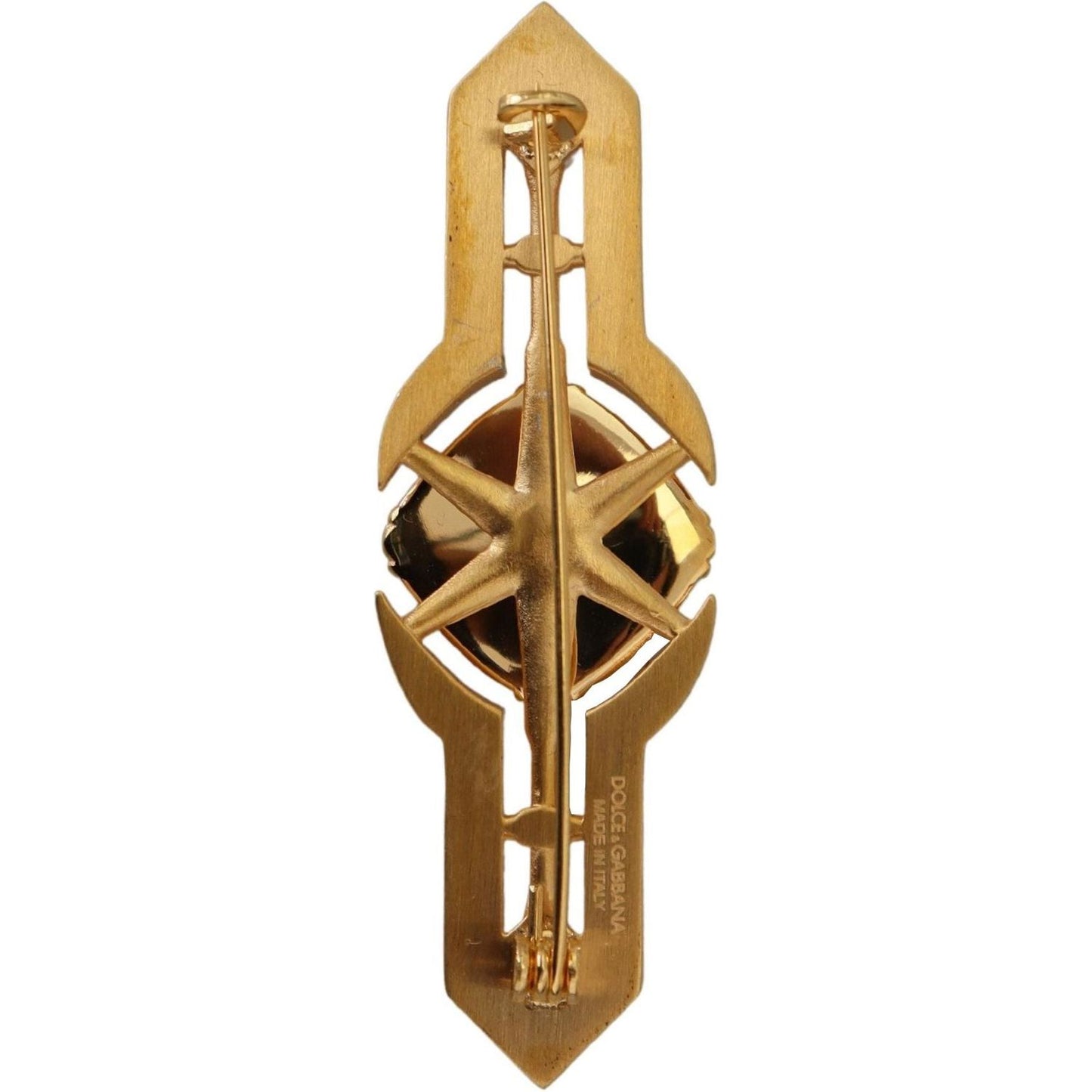 Dolce & Gabbana Elegant Gold-Plated Brooch Pin gold-tone-brass-crystal-embellished-pin-brooch-2 IMG_7228-8c312240-910.jpg