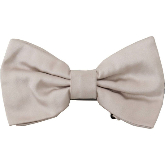 Dolce & Gabbana Exquisite Silk Gray Bow Tie gray-100-silk-adjustable-neck-papillon-tie