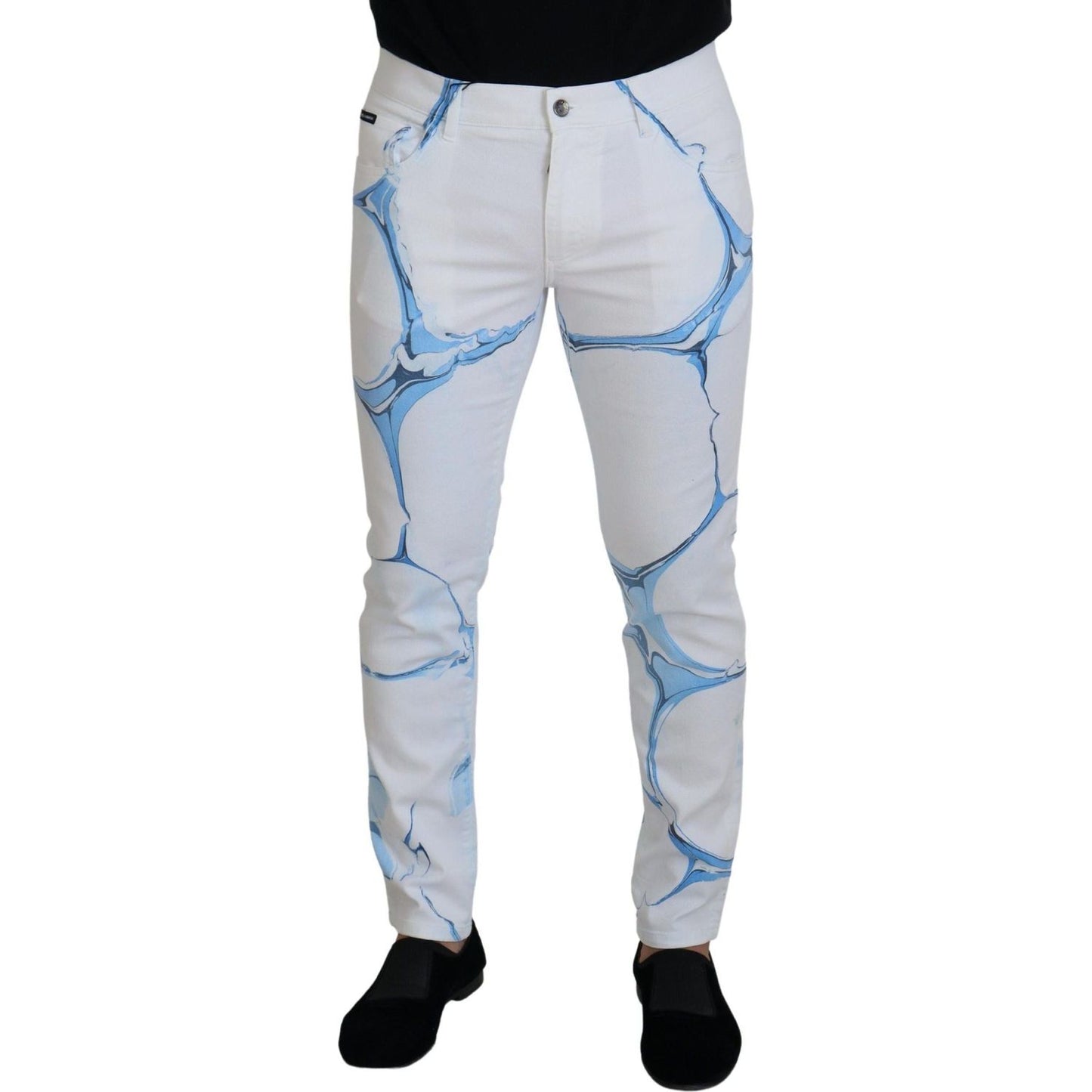Dolce & Gabbana Elegant Slim Fit Casual Jeans white-blue-denim-cotton-jeans-stretch-skinny-fit-pant