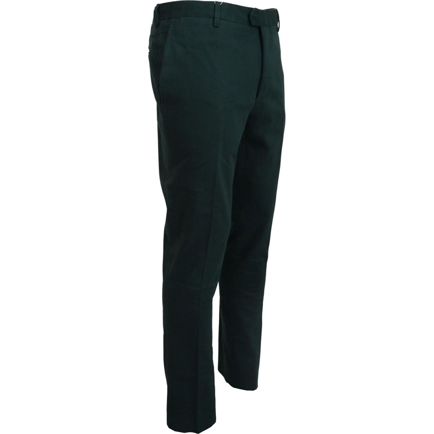 BENCIVENGA Elegant Dark Green Chino Trousers dark-green-cotton-skinny-men-pants