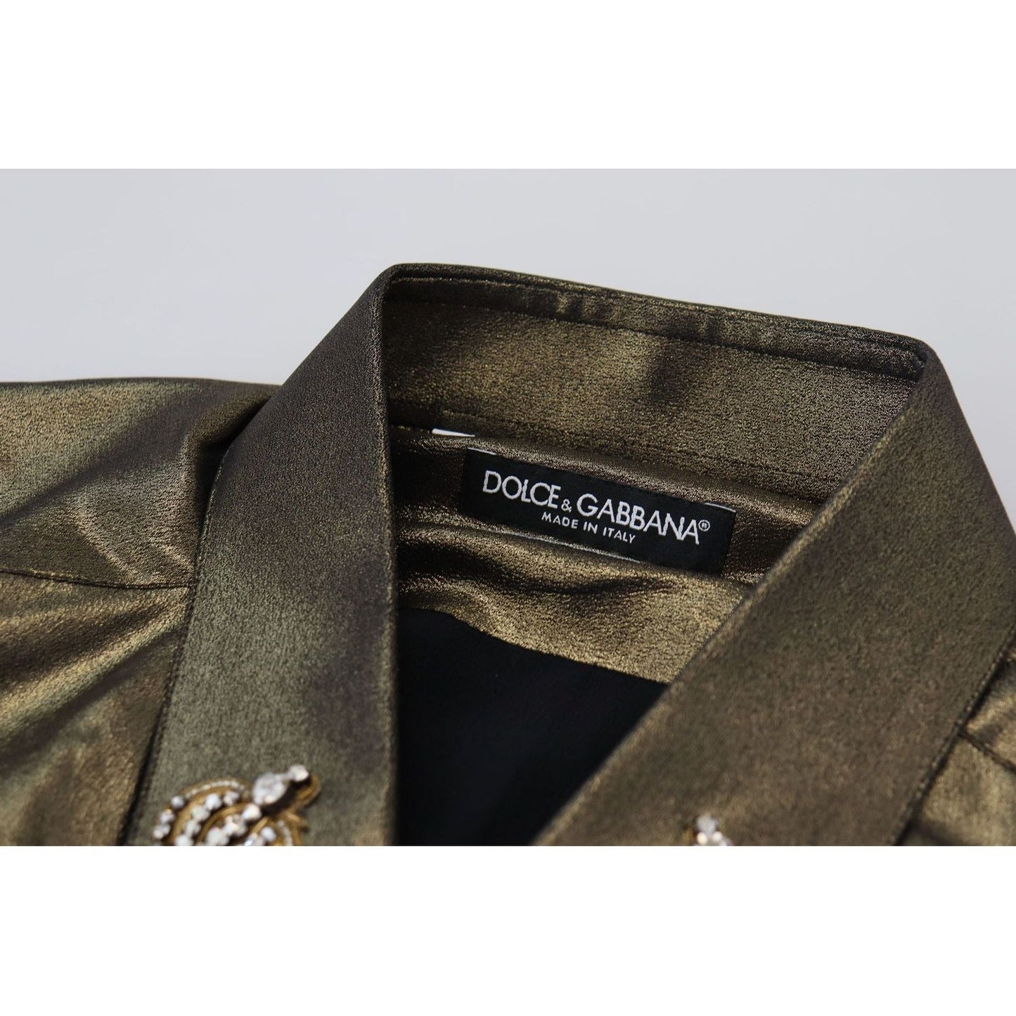 Dolce & Gabbana Elegant Gold Slim Fit Shirt with Crown Embroidery metallic-gold-dg-embroidered-crown-silk-shirt IMG_7243-scaled-018ff7d7-edd.jpg