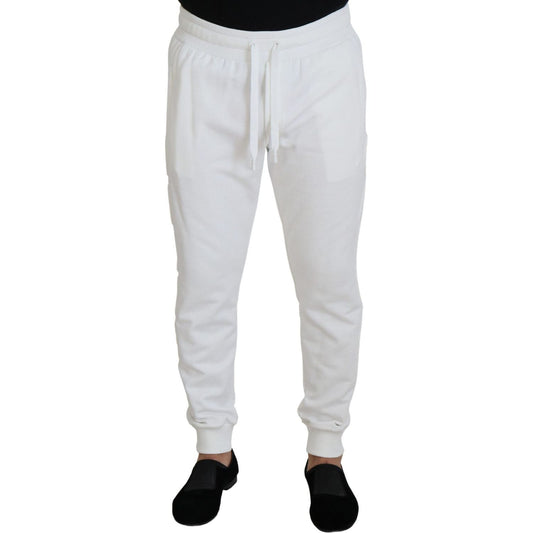 Dolce & Gabbana Elegant White Cotton Sweatpants white-sport-logo-cotton-sweatpants-trousers-pants IMG_7250-scaled-6a134756-be9.jpg