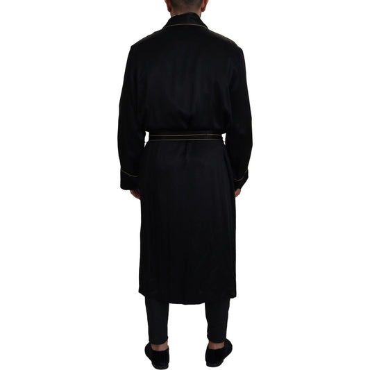Dolce & GabbanaElegant Black Silk Long Robe CoatMcRichard Designer Brands£1609.00