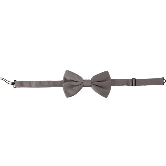 Dolce & Gabbana Elegant Gray Silk Bow Tie gray-100-silk-adjustable-neck-papillon-tie-2 IMG_7252-scaled-a4a60199-b68.jpg