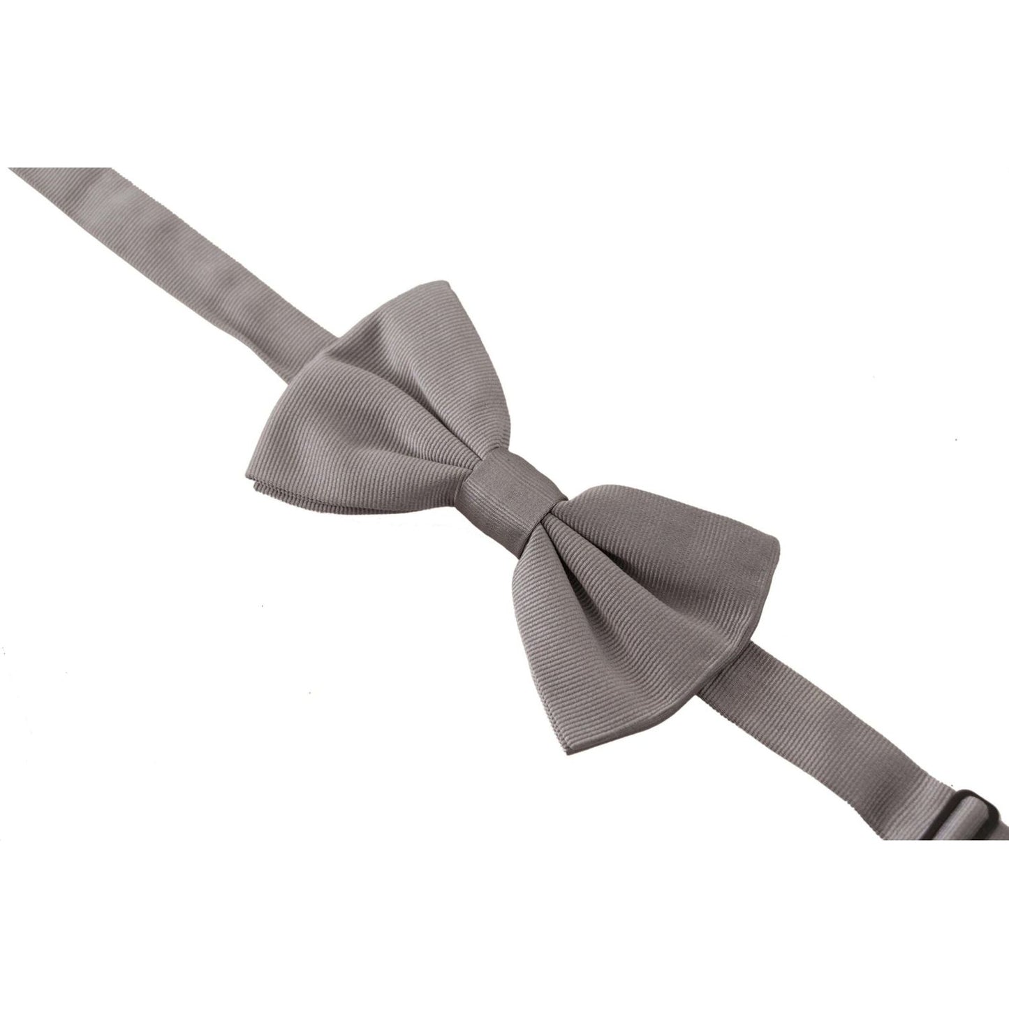 Dolce & Gabbana Elegant Gray Silk Bow Tie gray-100-silk-adjustable-neck-papillon-tie-2
