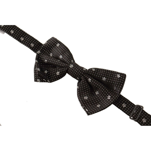 Dolce & Gabbana Elegant Black Silk Polka Dot Bow Tie black-white-polka-dots-silk-neck-papillon-tie