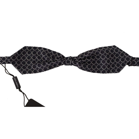 Dolce & Gabbana Elegant Black and White Silk Bow Tie black-white-round-100-silk-neck-papillon-tie