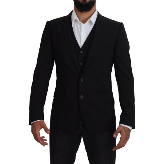 Dolce & Gabbana Elegant Black Martini Two-Piece Suit black-jacket-vest-2-piece-martini-blazer-1 IMG_7281-scaled-c68f3b28-1a7.jpg