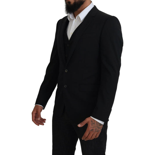 Dolce & Gabbana Elegant Black Martini Two-Piece Suit black-jacket-vest-2-piece-martini-blazer-1 IMG_7282-scaled-5b0c8c03-40b.jpg