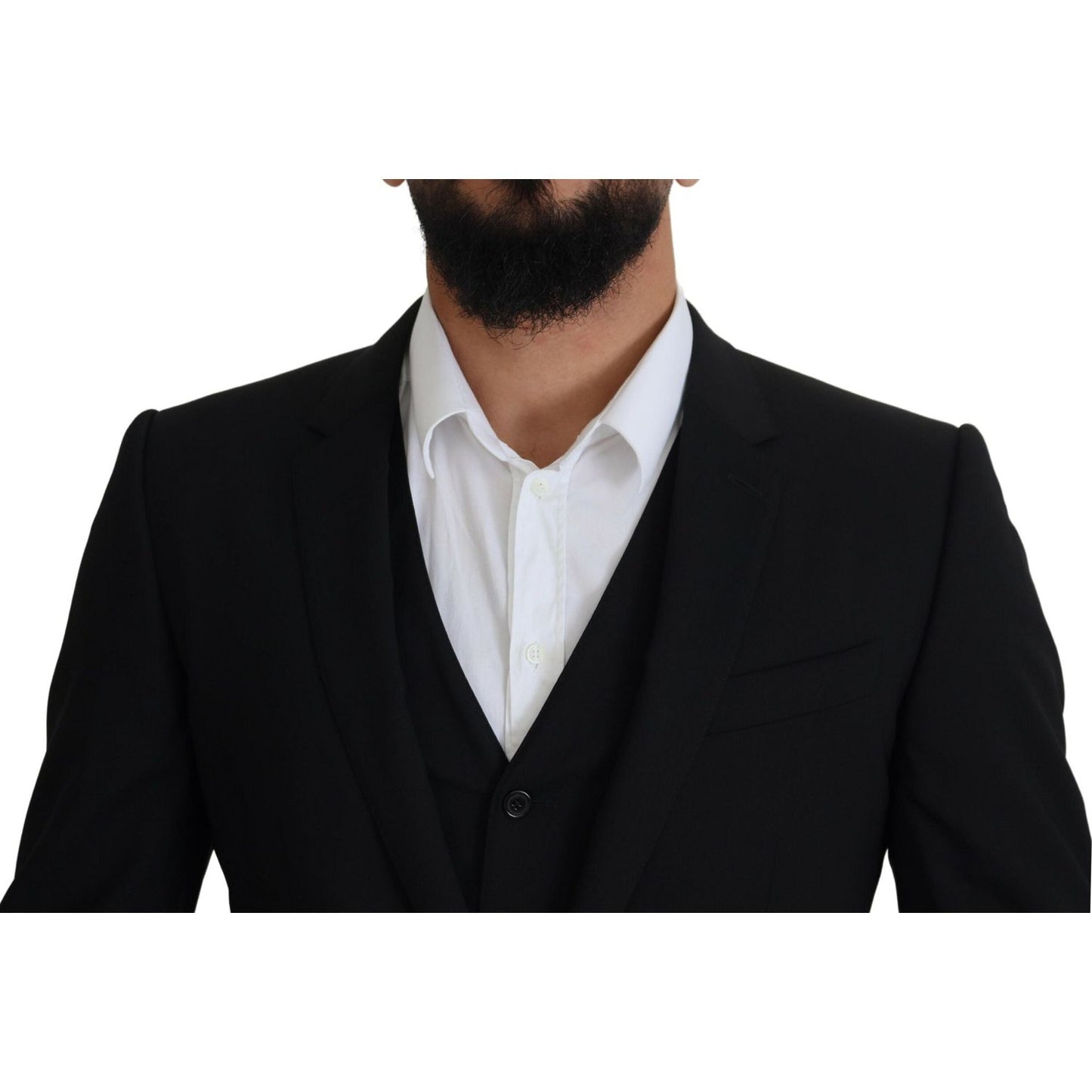 Dolce & Gabbana Elegant Black Martini Two-Piece Suit black-jacket-vest-2-piece-martini-blazer-1