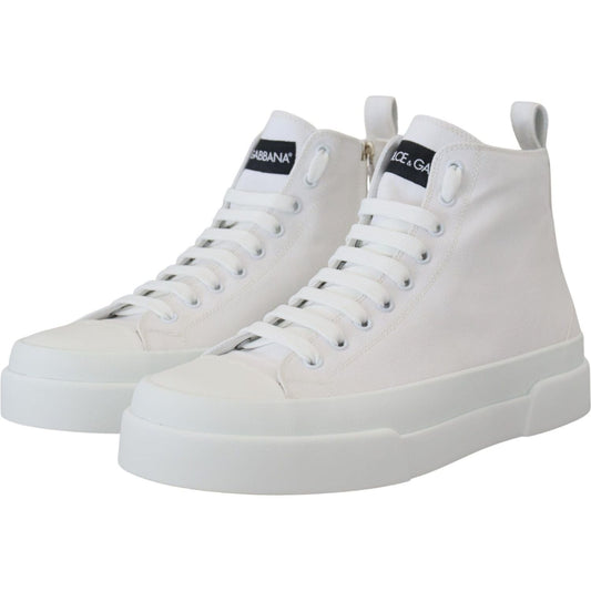 Dolce & Gabbana Elegant High Top Canvas Sneakers white-canvas-cotton-high-tops-sneakers-shoes IMG_7296-scaled-426390f5-443.jpg