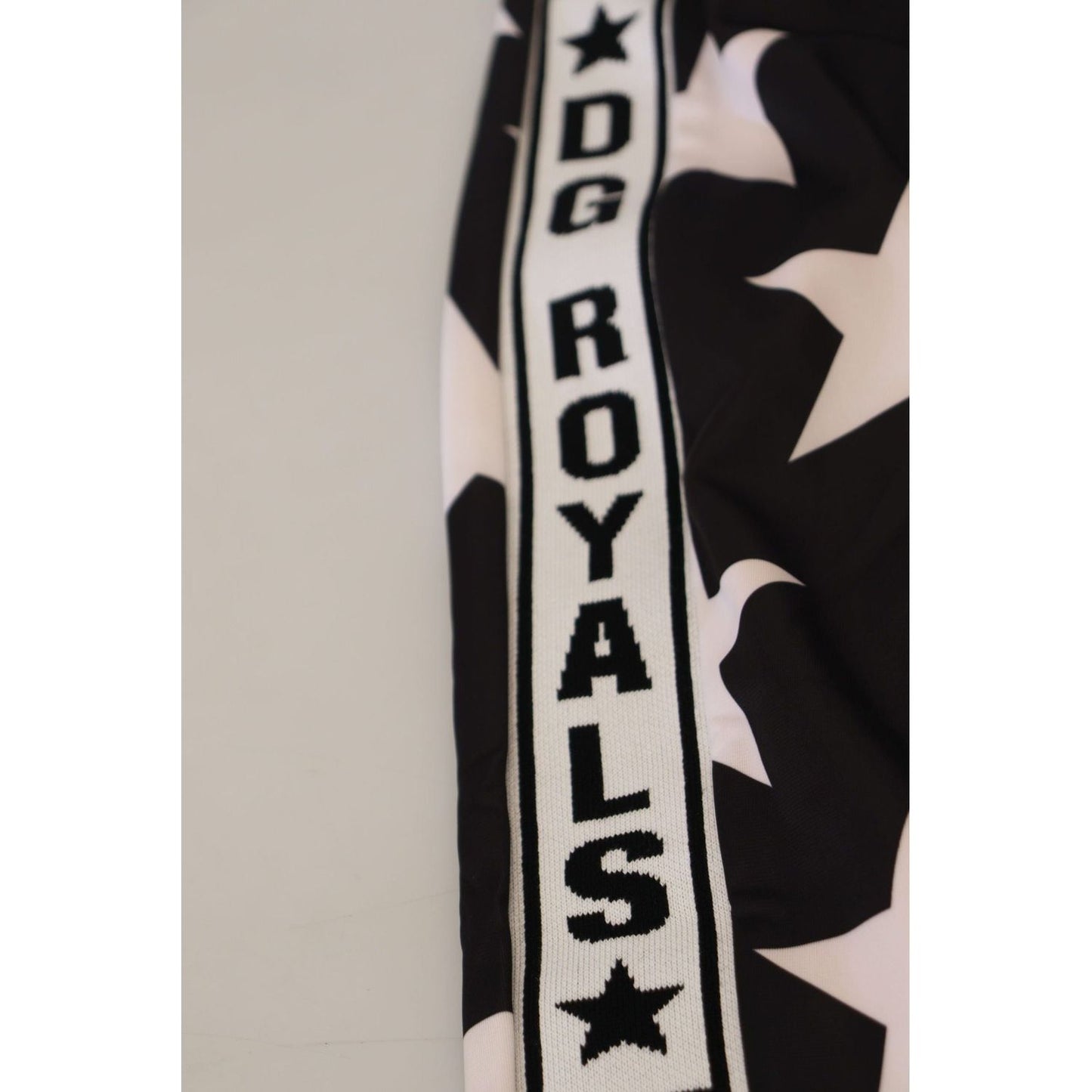 Dolce & Gabbana Star Print Casual Sweatpants with Logo Detail black-white-star-print-dg-royals-pants
