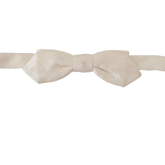 Dolce & Gabbana Elegant White Silk Bow Tie white-100-silk-slim-adjustable-neck-papillon-tie