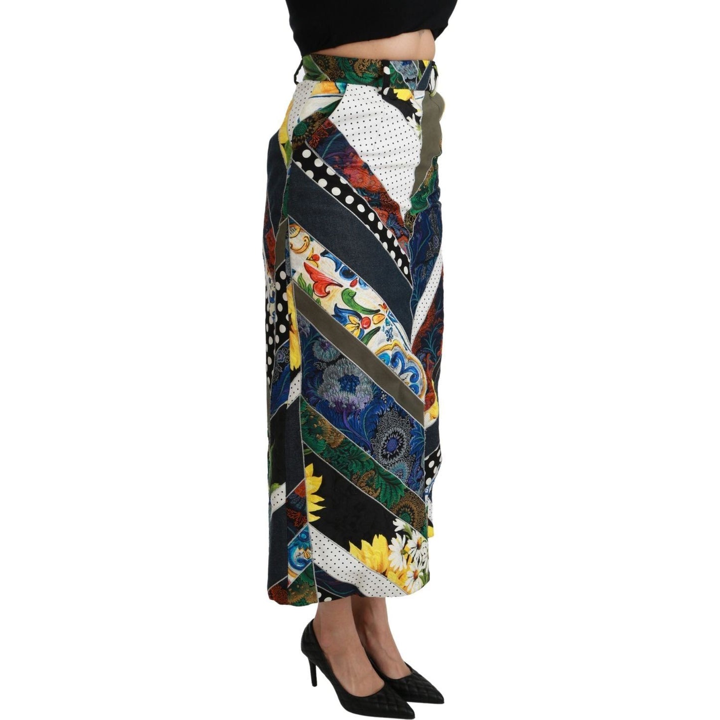 Dolce & Gabbana Elegant Geometric Print High-Waist Skirt multicolor-silk-geometric-high-waist-maxi-skirt