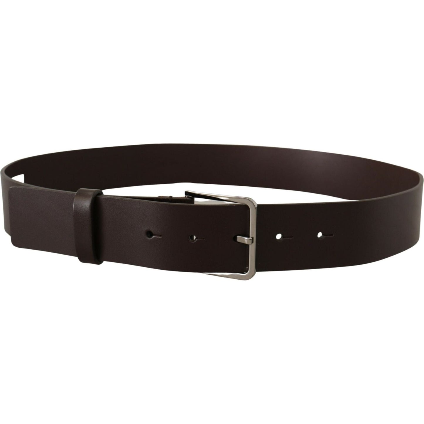 Dolce & Gabbana Elegant Dark Brown Leather Belt brown-solid-calf-leather-logo-metal-buckle-belt