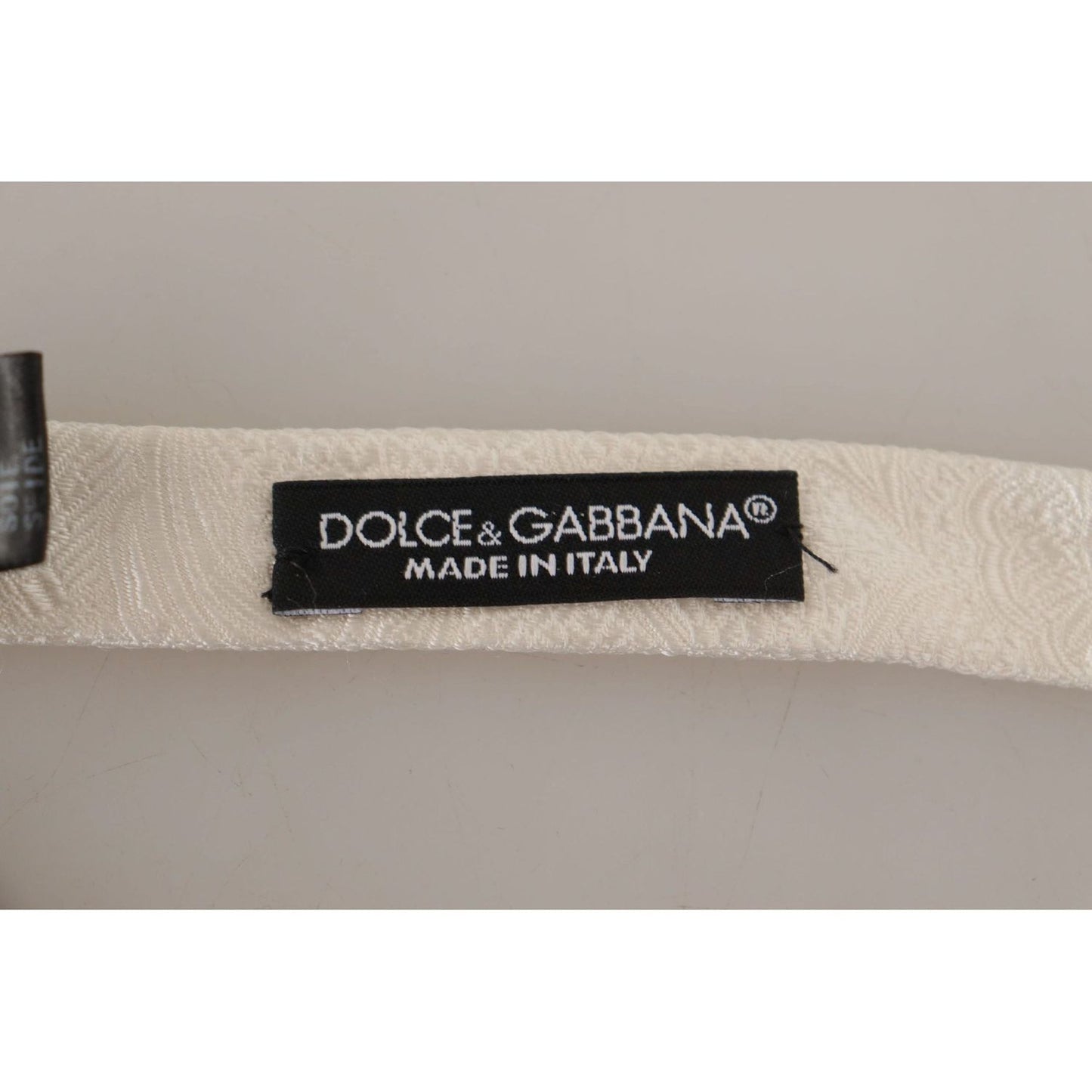 Dolce & Gabbana Elegant White Silk Bow Tie white-100-silk-slim-adjustable-neck-papillon-tie
