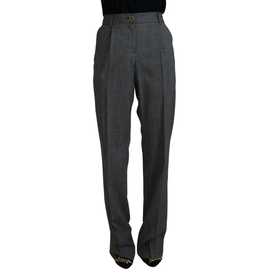 Dolce & Gabbana High-Waist Plaid Virgin Wool Pants gray-high-waist-women-wool-pants IMG_7310-scaled-198a9f6c-a4f.jpg