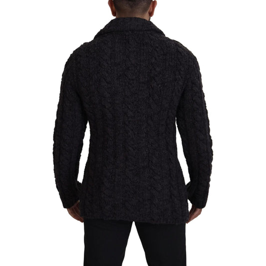Dolce & Gabbana Elegant Double-Breasted Wool-Cashmere Coat black-wool-knit-double-breasted-coat-jacket