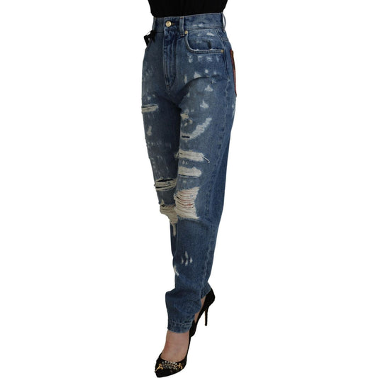 Dolce & Gabbana Elegant High Waist Skinny Jeans blue-tattered-skinny-denim-cotton-jeans
