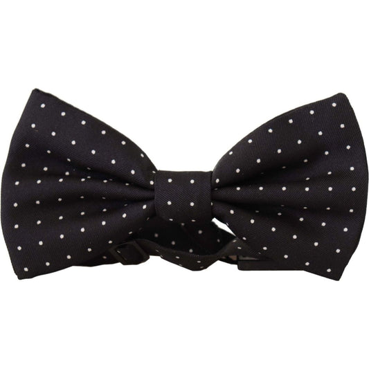 Dolce & Gabbana Elegant Black Polka Dot Silk Bow Tie black-white-polka-dot-100-silk-neck-papillon-tie
