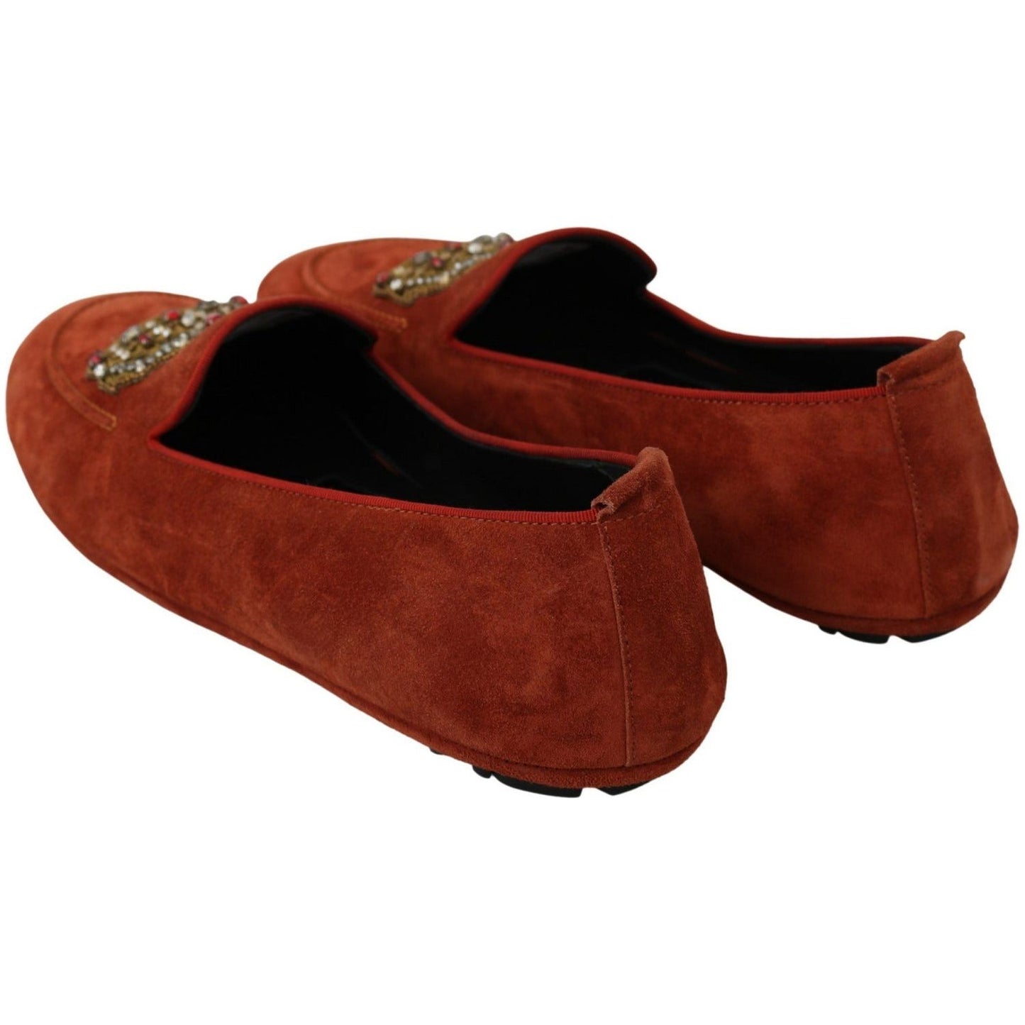 Dolce & Gabbana Elegant Orange Leather Moccasin Slippers orange-leather-moccasins-crystal-crown-slippers-shoes IMG_7338-scaled-074d5424-0d3.jpg