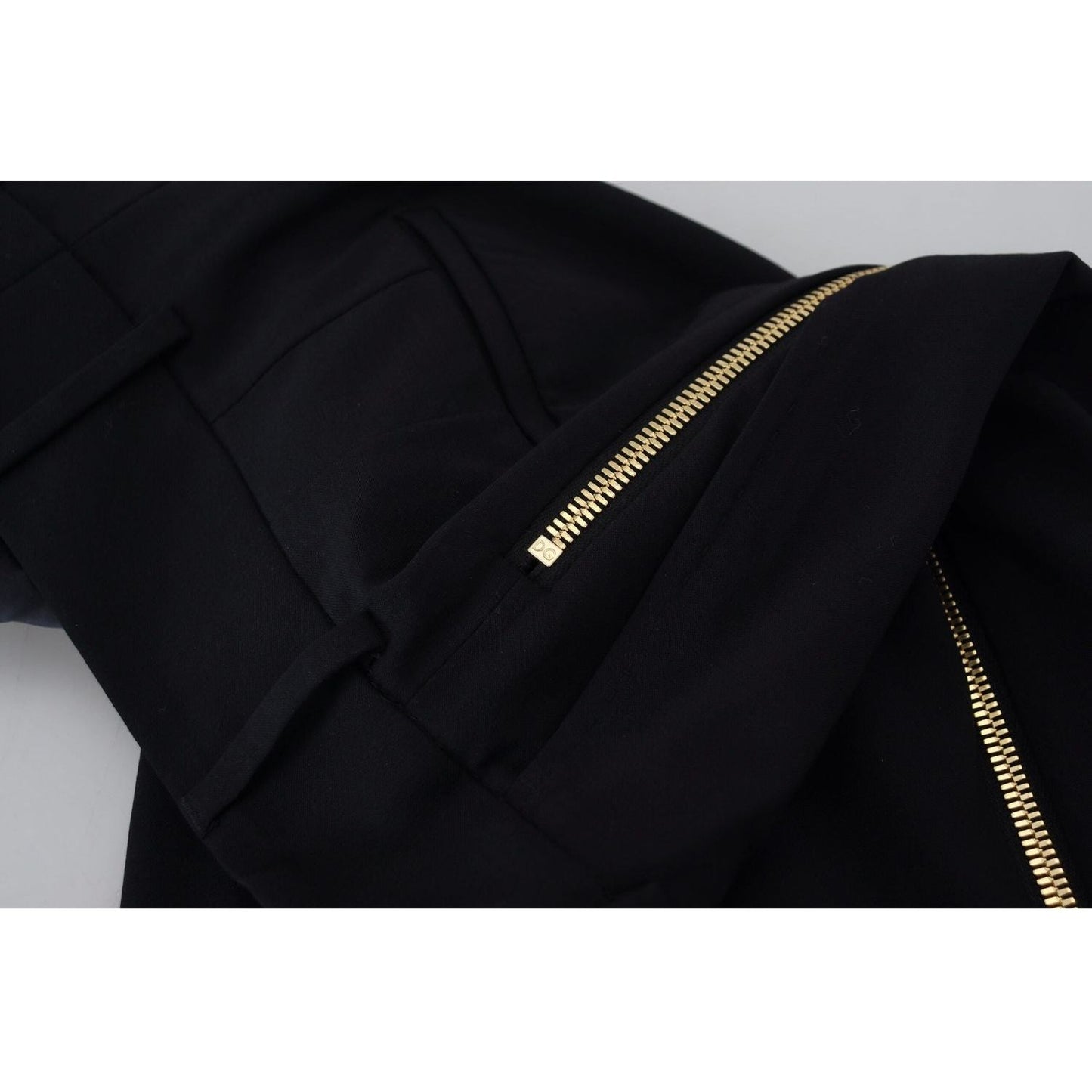 Dolce & Gabbana Elegant High Waist Tapered Wool Pants black-wool-high-waist-tapered-pants