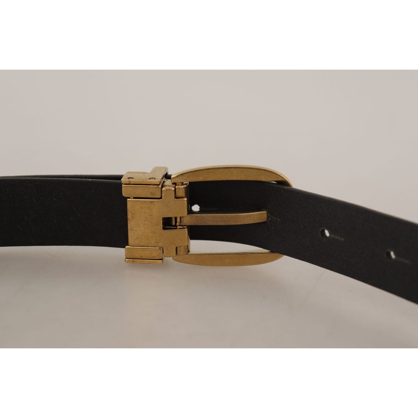 Dolce & Gabbana Elegant Brown Leather Belt with Logo Buckle brown-leather-classic-vintage-metal-buckle-belt