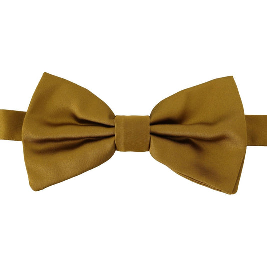 Dolce & Gabbana Elegant Mustard Yellow Silk Bow Tie yellow-mustard-100-silk-butterfly-papillon-tie